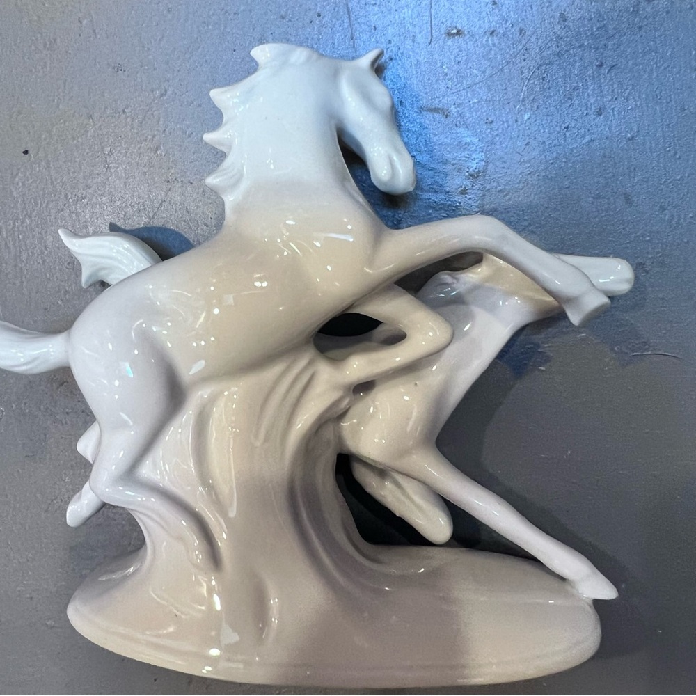 Vintage Porcelain Figurine of Two Running Horses from German Democratic Republic